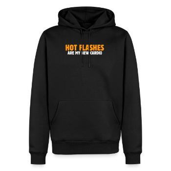 Hitzewallungen sind meine neuen kardio-sarkastisch - Männer Premium Bio Hoodie - Schwarz - Vorne - Nico (187cm)