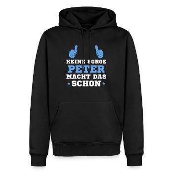 Peter macht das schon - Männer Premium Bio Hoodie - Schwarz - Vorne - Nico (187cm)