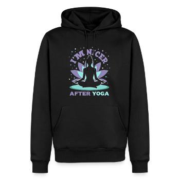 Drôle Yoga Méditation Chakra Jeu de mots - Sweat à capuche Premium bio Homme - noir - Devant - Nico (187cm)