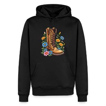 Chaussure Florale - Flower Power - Sweat à capuche Premium bio Homme - noir - Devant - Nico (187cm)