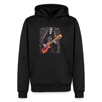 Sensenmann mit E-Gitarre Rock Heavy Metal - Männer Premium Bio Hoodie - Schwarz - Vorne - Nico (187cm)