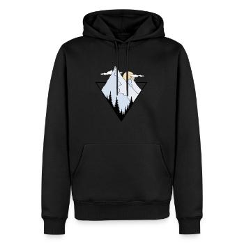 Berglogo, Bergdesign - Männer Premium Bio Hoodie - Schwarz - Vorne - Nico (187cm)