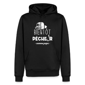 Bientôt pêcheur comme papa - Sweat à capuche Premium bio Homme - noir - Devant - Nico (187cm)