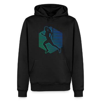 Course de fond Jogging Course féminine - Sweat à capuche Premium bio Homme - noir - Devant - Nico (187cm)