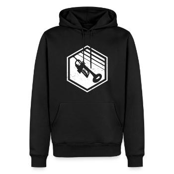 Trompettiste Trompettiste Trompette Jouant - Sweat à capuche Premium bio Homme - noir - Devant - Nico (187cm)
