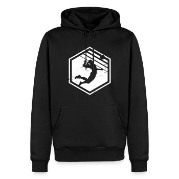 Joueur de volleyball masculin Volleyball féminin Joueur de volleyball féminin - Sweat à capuche Premium bio Homme - noir - Devant - Nico (187cm)