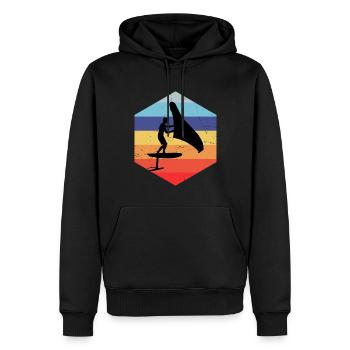 Hydroptère à ailure hommes Wingfoil femmes - Sweat à capuche Premium bio Homme - noir - Devant - Nico (187cm)