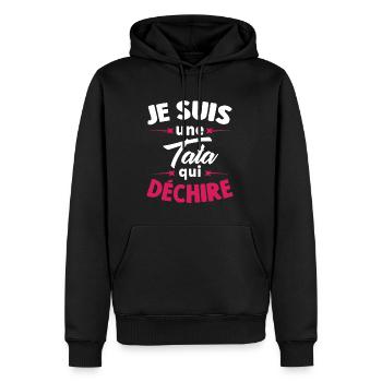 Je suis une Tata qui dechire - Sweat à capuche Premium bio Homme - noir - Devant - Nico (187cm)
