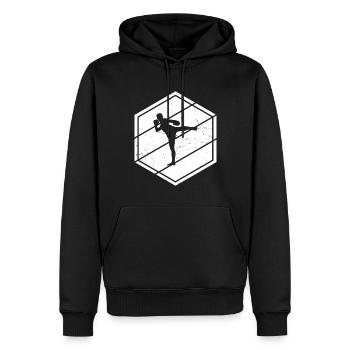 Boxeur thaïlandais Muay Thai Boxe thaïlandaise Boxe thaïlandaise - Sweat à capuche Premium bio Homme - noir - Devant - Nico (187cm)