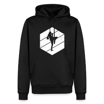 Thai Boxer Men Women Thai Boxing Thaiboxing - Men’s Premium Organic Hoodie - black - Front - Nico (187cm)
