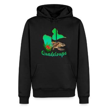 Guadeloupe Tortue Tropicale Paradis 971 - Sweat à capuche Premium bio Homme - noir - Devant - Nico (187cm)