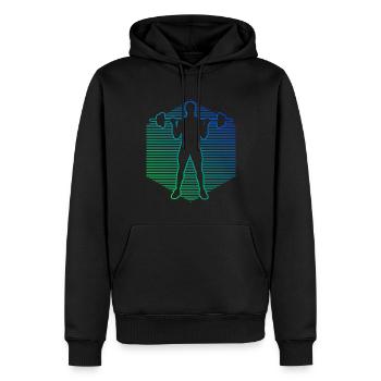 Musculation Hommes Femmes Entraînement d’endurance - Sweat à capuche Premium bio Homme - noir - Devant - Nico (187cm)
