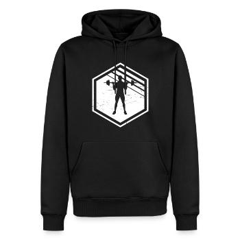 Men's Strength Training Cardio Fitness Endurance Training - Men’s Premium Organic Hoodie - black - Front - Nico (187cm)