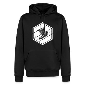 VTT Cyclisme Hommes VTT Cyclisme - Sweat à capuche Premium bio Homme - noir - Devant - Nico (187cm)