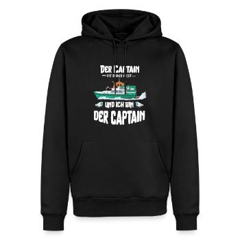 Der Captain hat immer Recht und ich bin d. Kapitän - Männer Premium Bio Hoodie - Schwarz - Vorne - Nico (187cm)