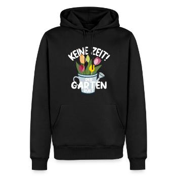 KEINE ZEIT DER GARTEN RUFT - Männer Premium Bio Hoodie - Schwarz - Vorne - Nico (187cm)