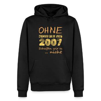 Jahr 2007 - Männer Premium Bio Hoodie - Schwarz - Vorne - Nico (187cm)