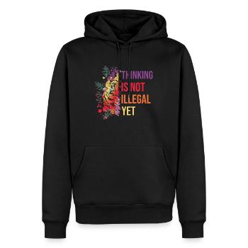 Thinking Is Not illegal yet Vintage Brain Sprüche - Männer Premium Bio Hoodie - Schwarz - Vorne - Nico (187cm)