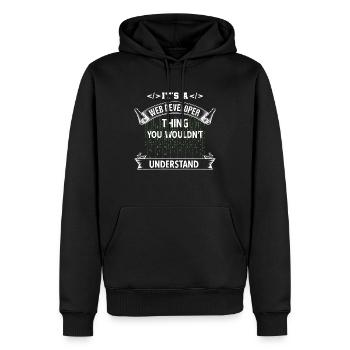 Webentwickler Programmierer Vintage Morgenroutine - Männer Premium Bio Hoodie - Schwarz - Vorne - Nico (187cm)