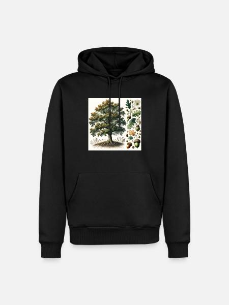 Eiche Botanik - Männer Premium Bio Hoodie - Schwarz