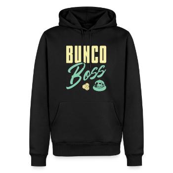 Bunco Boss - Men’s Premium Organic Hoodie - black - Front - Nico (187cm)