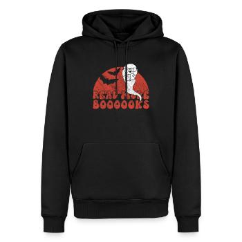 Halloween Bookworm Ghost Lire la suite Booooks - Sweat à capuche Premium bio Homme - noir - Devant - Nico (187cm)