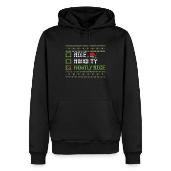 Noël Humour Drôle Gentil Coquine Plutôt Gentil - Sweat à capuche Premium bio Homme - noir - Devant - Nico (187cm)