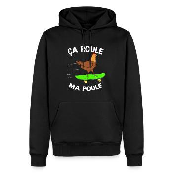 Poule Cadeau Drôle ça Roule Ma Poule - Sweat à capuche Premium bio Homme - noir - Devant - Nico (187cm)