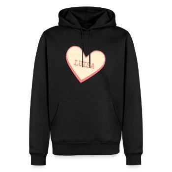 Luisa Nom Prénom Coeur de sucre rose - Sweat à capuche Premium bio Homme - noir - Devant - Nico (187cm)