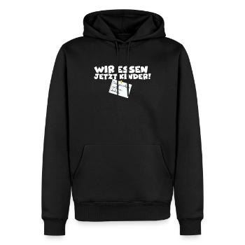 Wir Essen Jetzt Kinder Grammatik Spruch Humor - Männer Premium Bio Hoodie - Schwarz - Vorne - Nico (187cm)