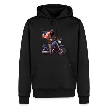 Motorradfahrer USA Flagge - Männer Premium Bio Hoodie - Schwarz - Vorne - Nico (187cm)