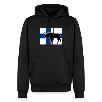 Elch - Finnland - Moose - Finland Flag - Männer Premium Bio Hoodie - Schwarz - Vorne - Nico (187cm)