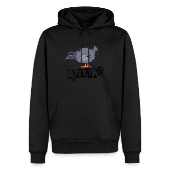 Lustige Taube am Sonntag - Männer Premium Bio Hoodie - Schwarz - Vorne - Nico (187cm)