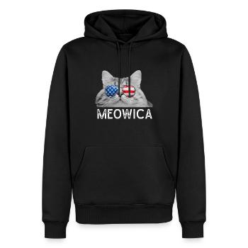 Cat 4 juillet Hommes Femmes USA Drapeau américain - Sweat à capuche Premium bio Homme - noir - Devant - Nico (187cm)