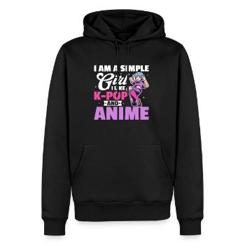 Je suis une fille simple J’aime la K-Pop et l’Anime - Sweat à capuche Premium bio Homme - noir - Devant - Nico (187cm)