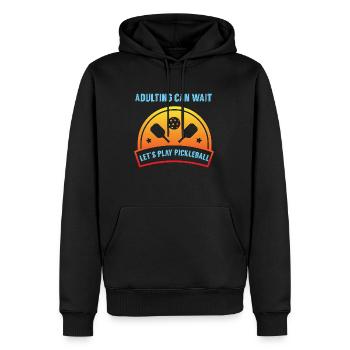 Outdoor Gartenspiel Lustiges Pickleball Design mit - Männer Premium Bio Hoodie - Schwarz - Vorne - Nico (187cm)