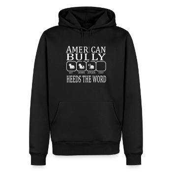 American Bully écoute le mot - Sweat à capuche Premium bio Homme - noir - Devant - Nico (187cm)