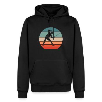 Fechten Degenfechten retro Sonnenuntergang Fechter - Männer Premium Bio Hoodie - Schwarz - Vorne - Nico (187cm)