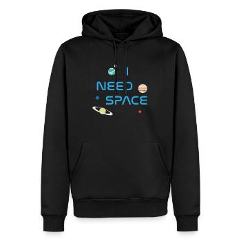 Ich brauche Platz - Solar klein (blau) - Männer Premium Bio Hoodie - Schwarz - Vorne - Nico (187cm)