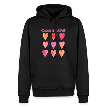 Cœurs d’amour - Sweat à capuche Premium bio Homme - noir - Devant - Nico (187cm)