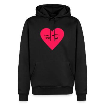 Red heart with eyes - Men’s Premium Organic Hoodie - black - Front - Nico (187cm)