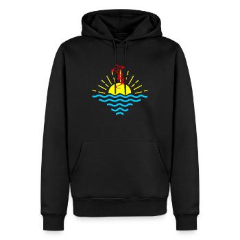 Cerf-volant au coucher du soleil - Sweat à capuche Premium bio Homme - noir - Devant - Nico (187cm)