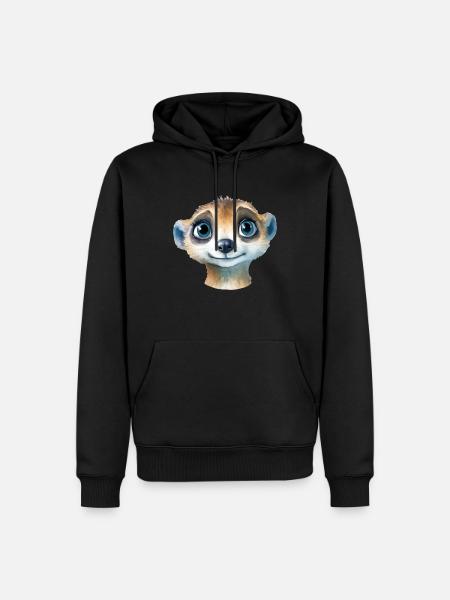 Dessin à l’aquarelle suricate - Sweat à capuche Premium bio Homme - noir
