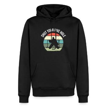 Eishockey Hockey Vintage Hockeyschläger Sprüche - Männer Premium Bio Hoodie - Schwarz - Vorne - Nico (187cm)