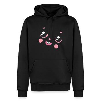 Heureux Lapin - Sweat à capuche Premium bio Homme - noir - Devant - Nico (187cm)