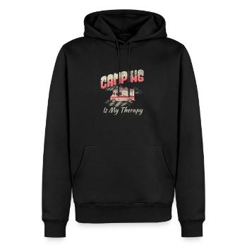 Camping Is My Therapy - Men’s Premium Organic Hoodie - black - Front - Nico (187cm)