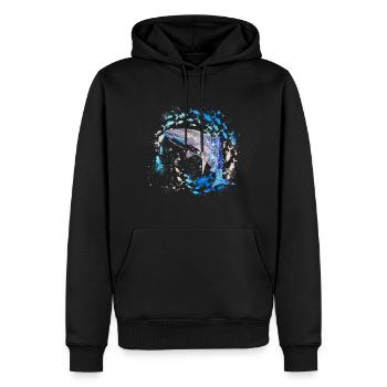 School of Fish,Fish,Painting,Graffiti,Shark,Mosaic - Men’s Premium Organic Hoodie - black - Front - Nico (187cm)