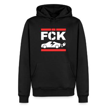 Lustiges FCK E-Auto Vintage Retro Design white - Männer Premium Bio Hoodie - Schwarz - Vorne - Nico (187cm)