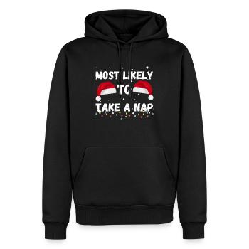 MOST LIKELY TO TAKE A NAP - Sweat à capuche Premium bio Homme - noir - Devant - Nico (187cm)