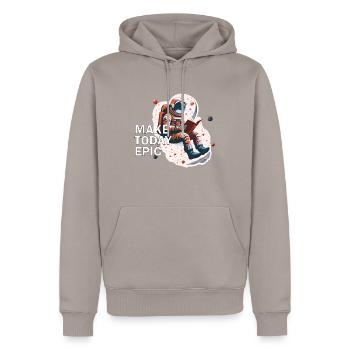 Make today epic - Männer Premium Bio Hoodie - Taupe - Vorne - Nico (187cm)
